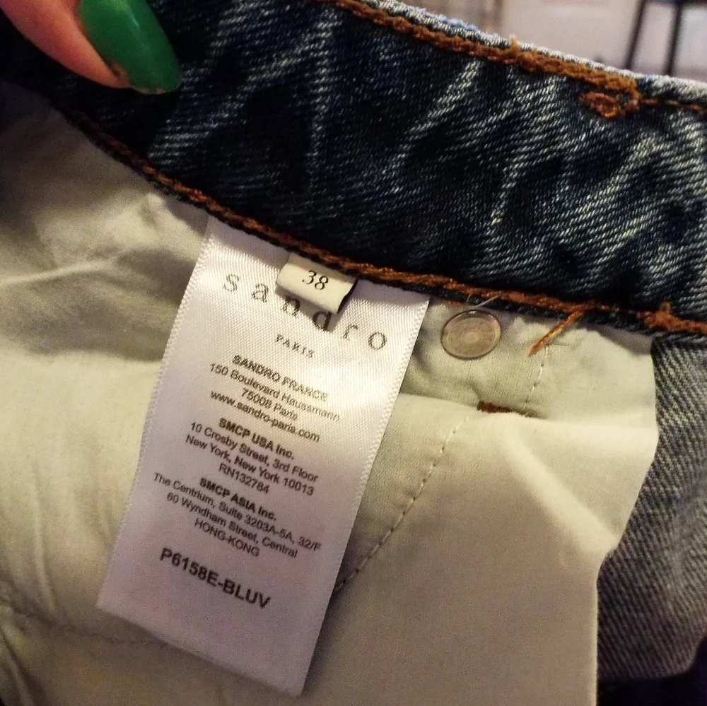 Sandro Paris Hortense Happening distressed high waisted Jeans preppy varsity 6 - Picture 15 of 16